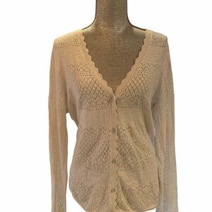 Frye Cream Scalloped Knit Cardigan